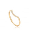 14K Gold 0.05 Ct. Genuine Diamond Curved Arc Design Delicate Ring Fine Jewelry