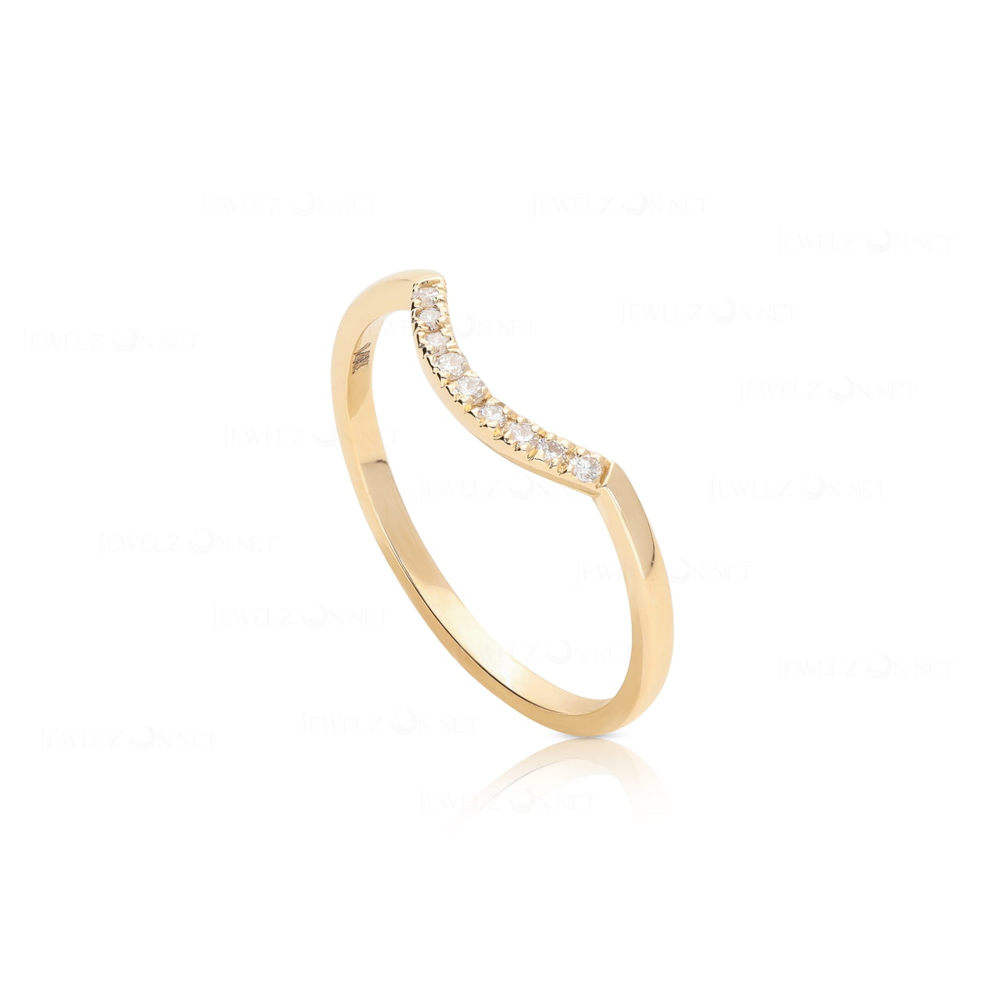 14K Gold 0.05 Ct. Genuine Diamond Curved Arc Design Delicate Ring Fine Jewelry