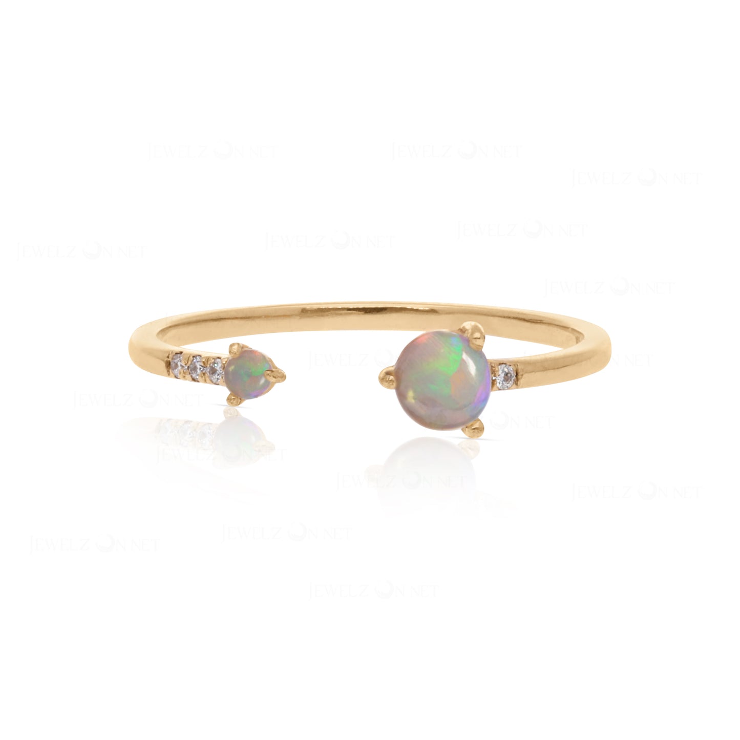 Open Cuff Diamond-Opal Ring