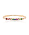 14K Gold 0.05 Ct. Genuine Multi Sapphire Gemstone Rainbow Ring Fine Jewelry