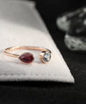 14K Gold Genuine Ruby - Aquamarine Gemstone Open Ring Fine Jewelry Size-3 to 8US