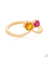 14K Gold Genuine Opal And Emerald Gemstone V Shape Chevron Ring Fine Jewelry