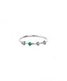 14K Gold Genuine Opal And Emerald Gemstone Four Step Ring Fine Jewelry