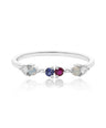 14K Gold Genuine Diamond Opal Ruby And Blue Sapphire Gemstone Friendship Ring