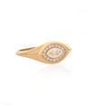 14K Gold 0.28Ct. Genuine Marquise-Round Diamond Evil Eye Signet Ring Fine Jewelry