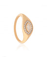 14K Gold 0.28Ct. Genuine Marquise-Round Diamond Evil Eye Signet Ring Fine Jewelry