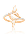 14K Gold 0.16 Ct. Genuine Diamond Whale's Tail Design Ring Nautical Fine Jewelry