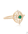 14K Gold Genuine Diamond And Emerald Gemstone Vintage Ring Fine Jewelry