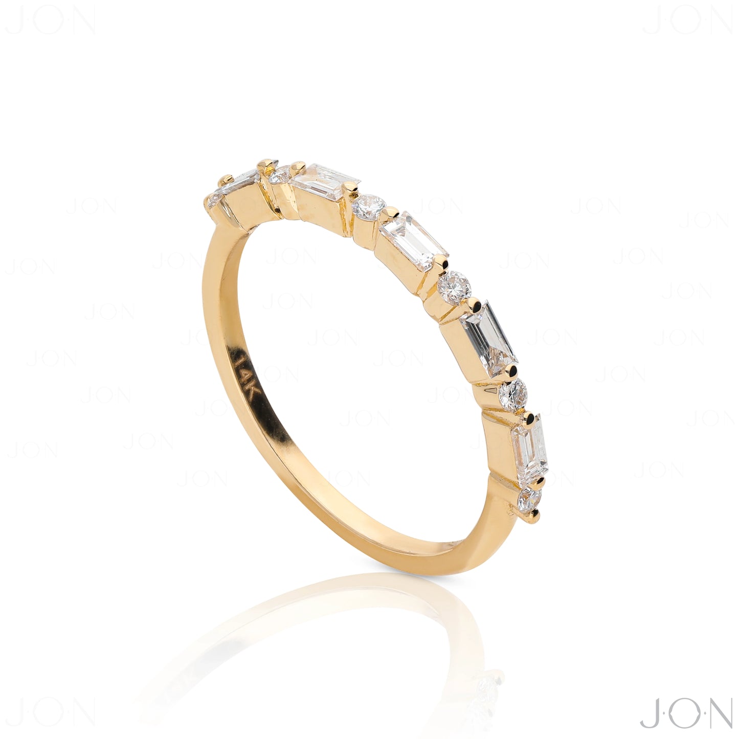 14K Gold 0.30 Ct. Diamond Baguette VS Clarity F Color Band Ring Gfit For Her