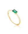 14K Gold Genuine Diamond And Emerald Gemstone (0.75 Ct.) Ring Fine Jewelry