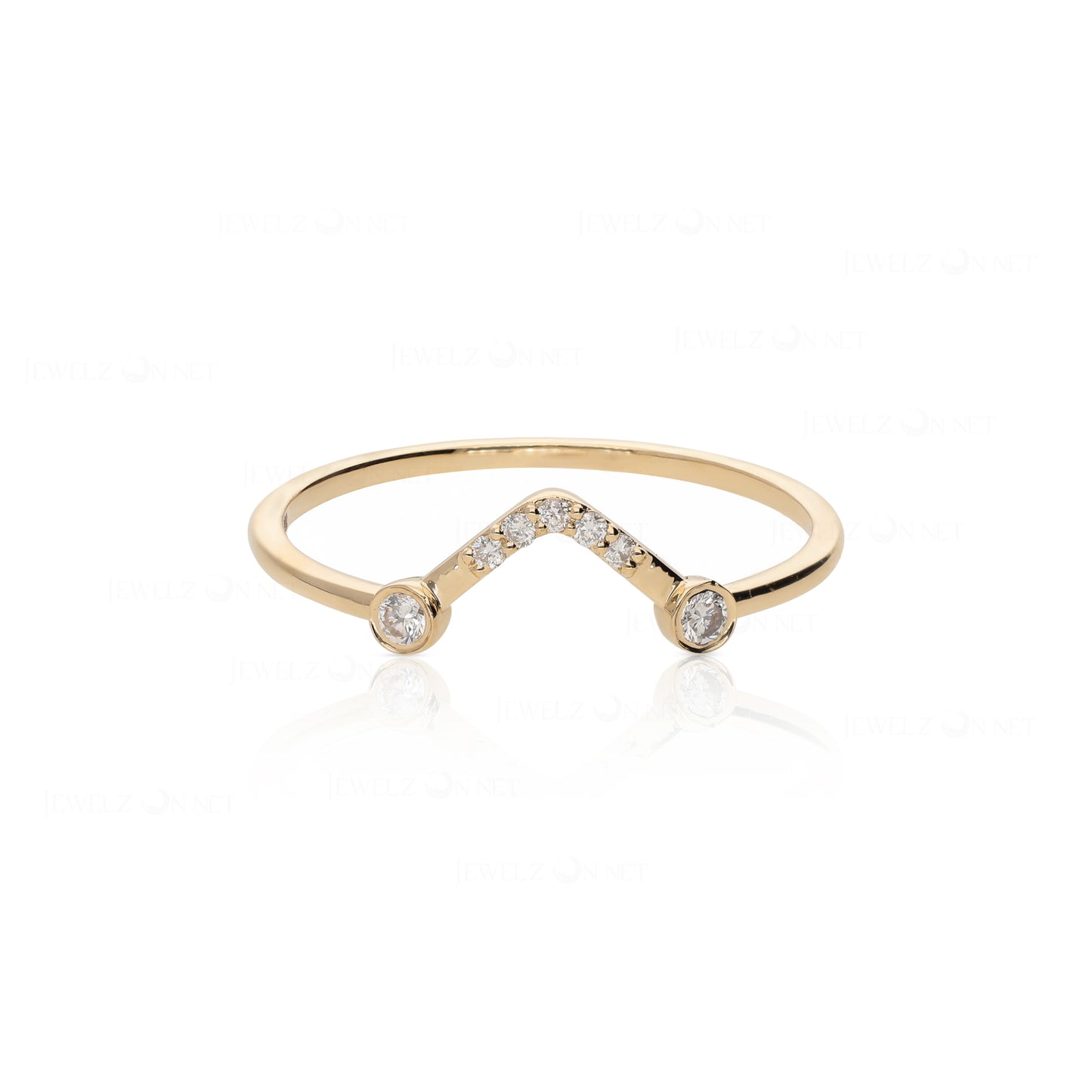 14K Gold 0.09 Ct. Genuine Diamond Minimalist Stacking Ring Fine Jewelry