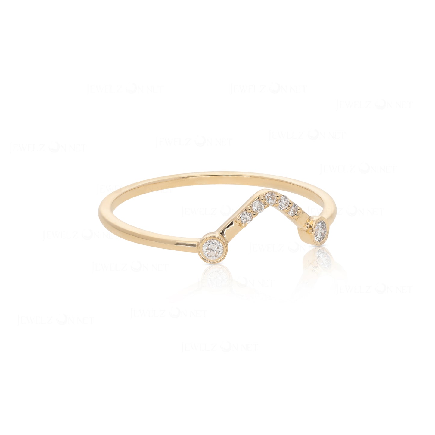 14K Gold 0.09 Ct. Genuine Diamond Minimalist Stacking Ring Fine Jewelry