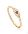 14K Gold Genuine White-Black  Diamond Mini Deco Ring Fine Jewelry Size-3 to 8 US