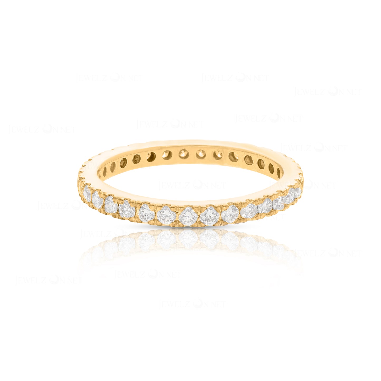 14K Gold 1.25 Ct. Genuine Diamond 2 mm Eternity Wedding Band Ring Fine Jewelry