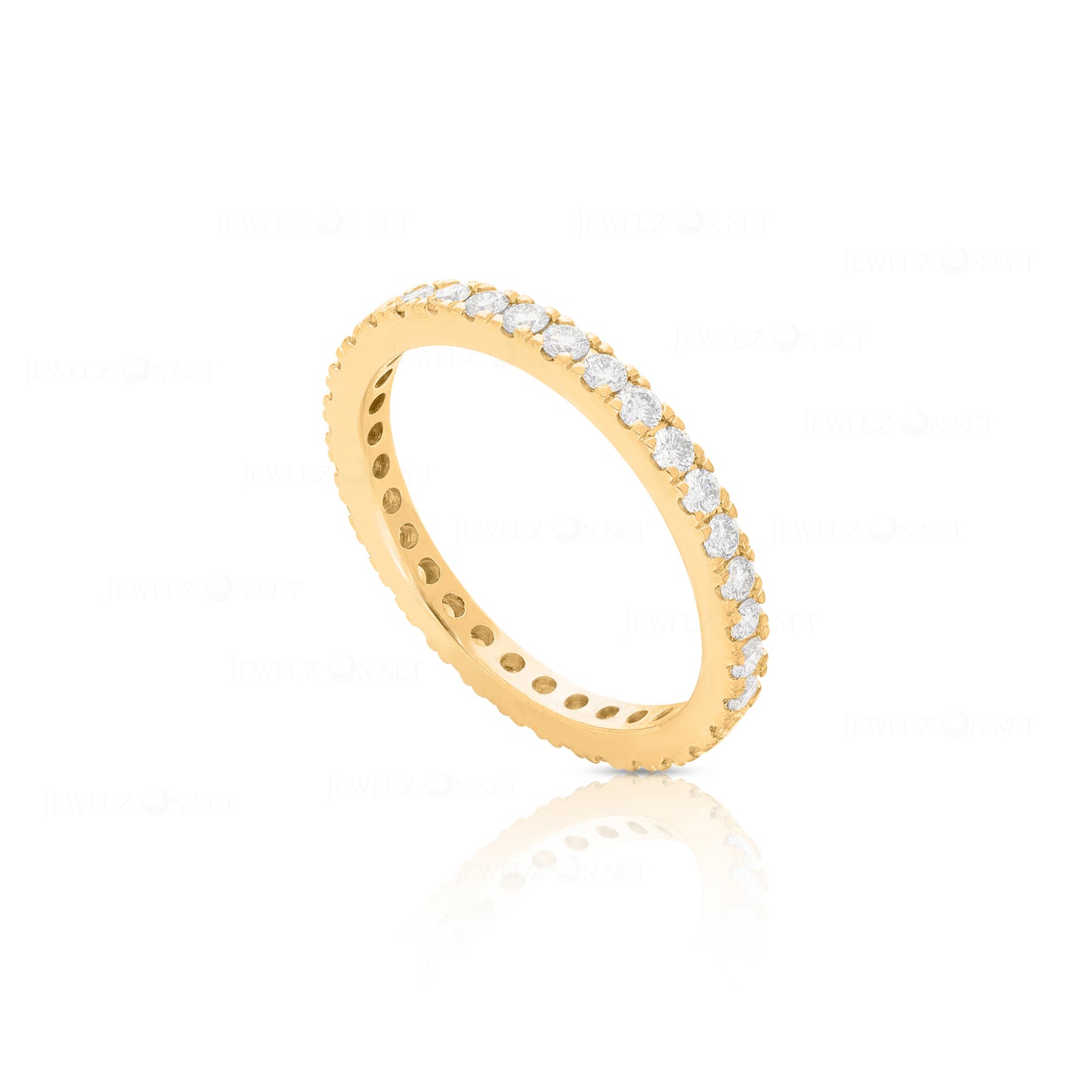 14K Gold 1.25 Ct. Genuine Diamond 2 mm Eternity Wedding Band Ring Fine Jewelry