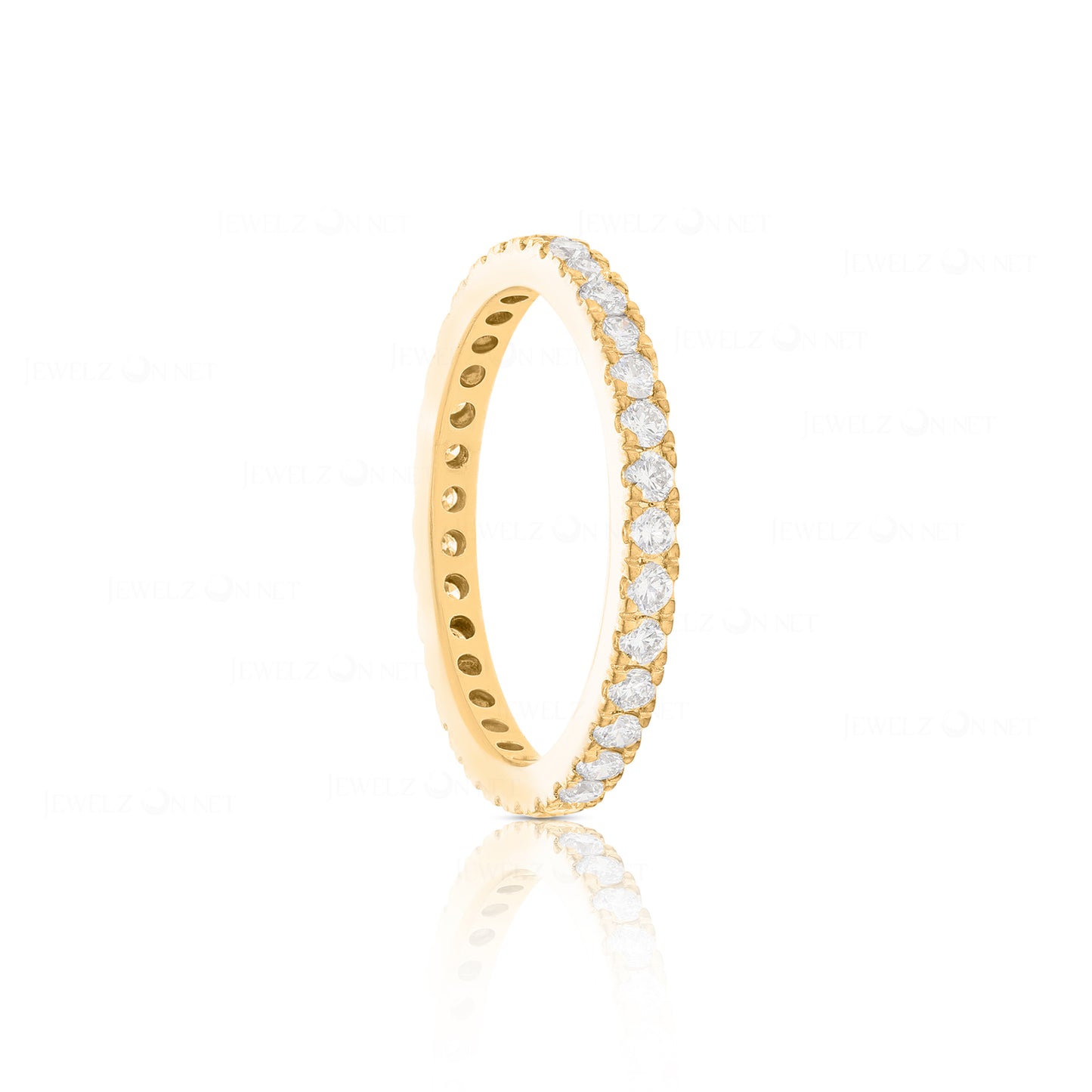 14K Gold 1.25 Ct. Genuine Diamond 2 mm Eternity Wedding Band Ring Fine Jewelry