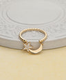 14K Gold Beaded 0.10 Ct. Genuine Diamond Dangling Star Moon Ring Fine Jewelry