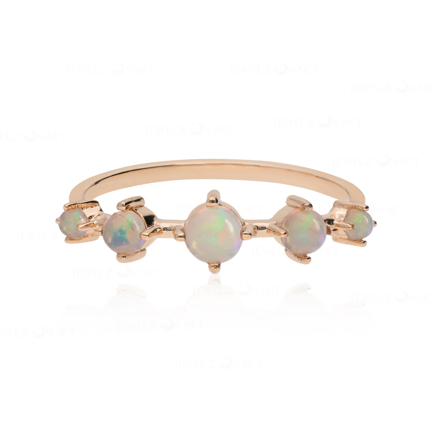 14K Gold Genuine Opal October Birthstone Minimalist Ring Gift For Her Jewelry