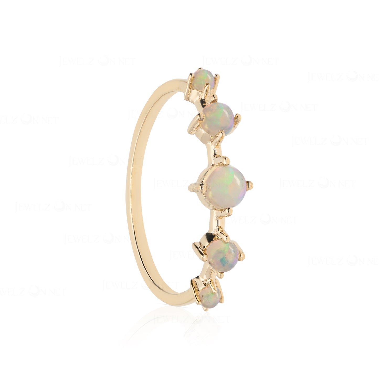 14K Gold Genuine Opal October Birthstone Minimalist Ring Gift For Her Jewelry