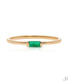 Genuine Emerald Gemstone Band Ring 14k Yellow Gold Handmade Minimalist Jewelry