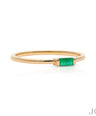 Genuine Emerald Gemstone Band Ring 14k Yellow Gold Handmade Minimalist Jewelry