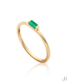 Genuine Emerald Gemstone Band Ring 14k Yellow Gold Handmade Minimalist Jewelry