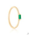 Genuine Emerald Gemstone Band Ring 14k Yellow Gold Handmade Minimalist Jewelry