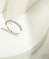 Genuine 0.20 Ct. Turquoise Band Ring Solid 14k Yellow Gold Handmade NEW