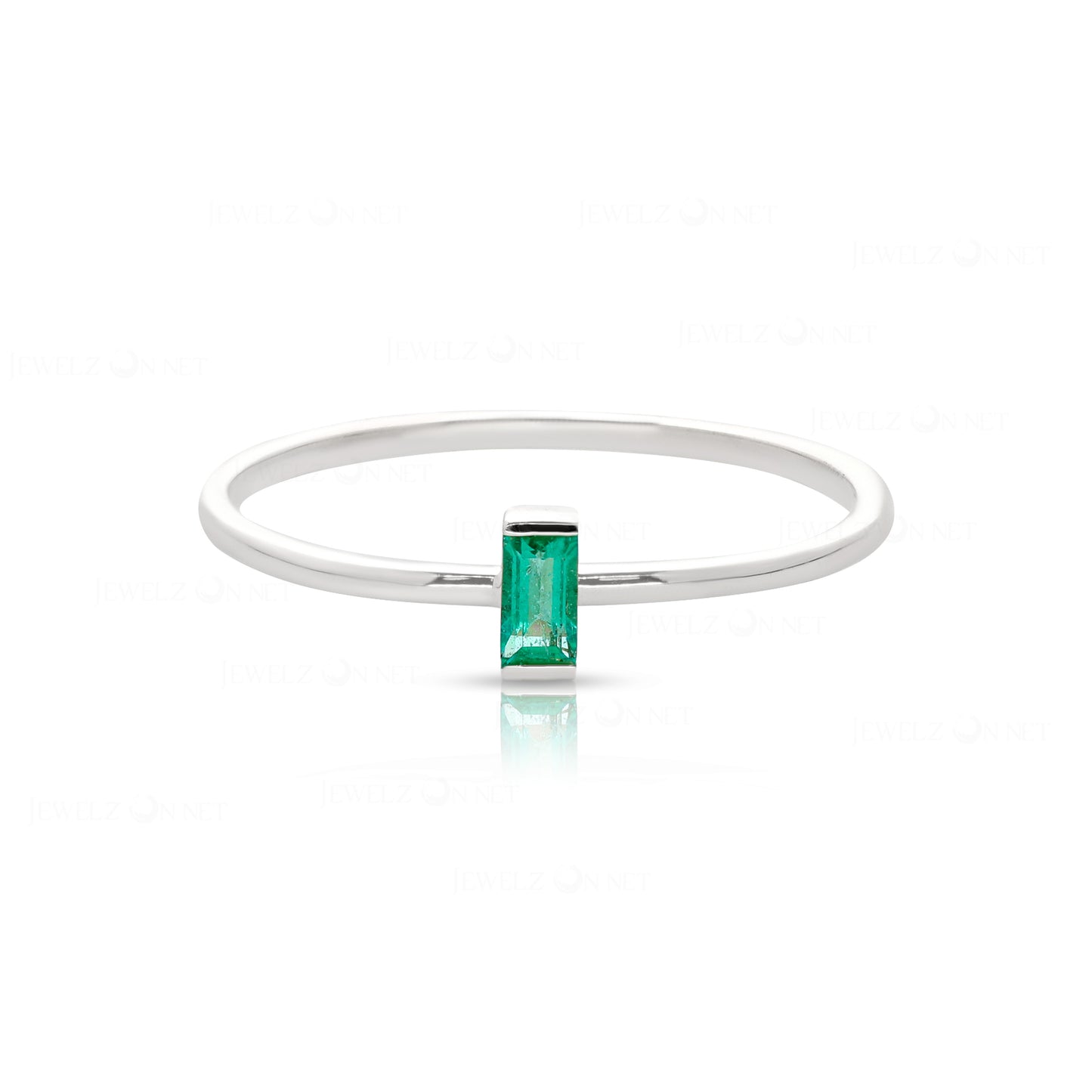 Minimalist Emerald Gemstone Ring Solid 14k Yellow Gold Fine Jewelry Size 3 to 8