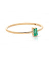 Minimalist Emerald Gemstone Ring Solid 14k Yellow Gold Fine Jewelry Size 3 to 8