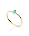 Minimalist Emerald Gemstone Ring Solid 14k Yellow Gold Fine Jewelry Size 3 to 8