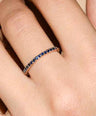 14k Yellow Gold Genuine Pave Blue Sapphire Gemstone Delicate Band Ring Jewelry