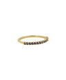 14k Yellow Gold Genuine Pave Blue Sapphire Gemstone Delicate Band Ring Jewelry