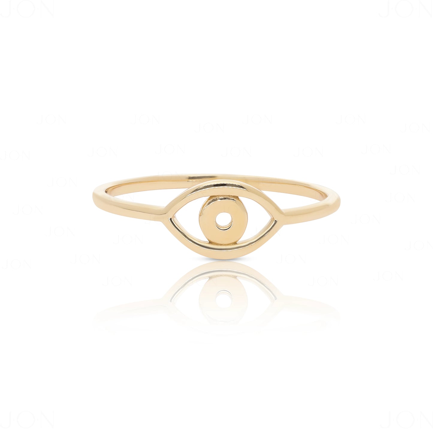 14K Solid Plain Gold Evil Eye Ring Handmade Fine Jewelry Size - 3 to 8 US