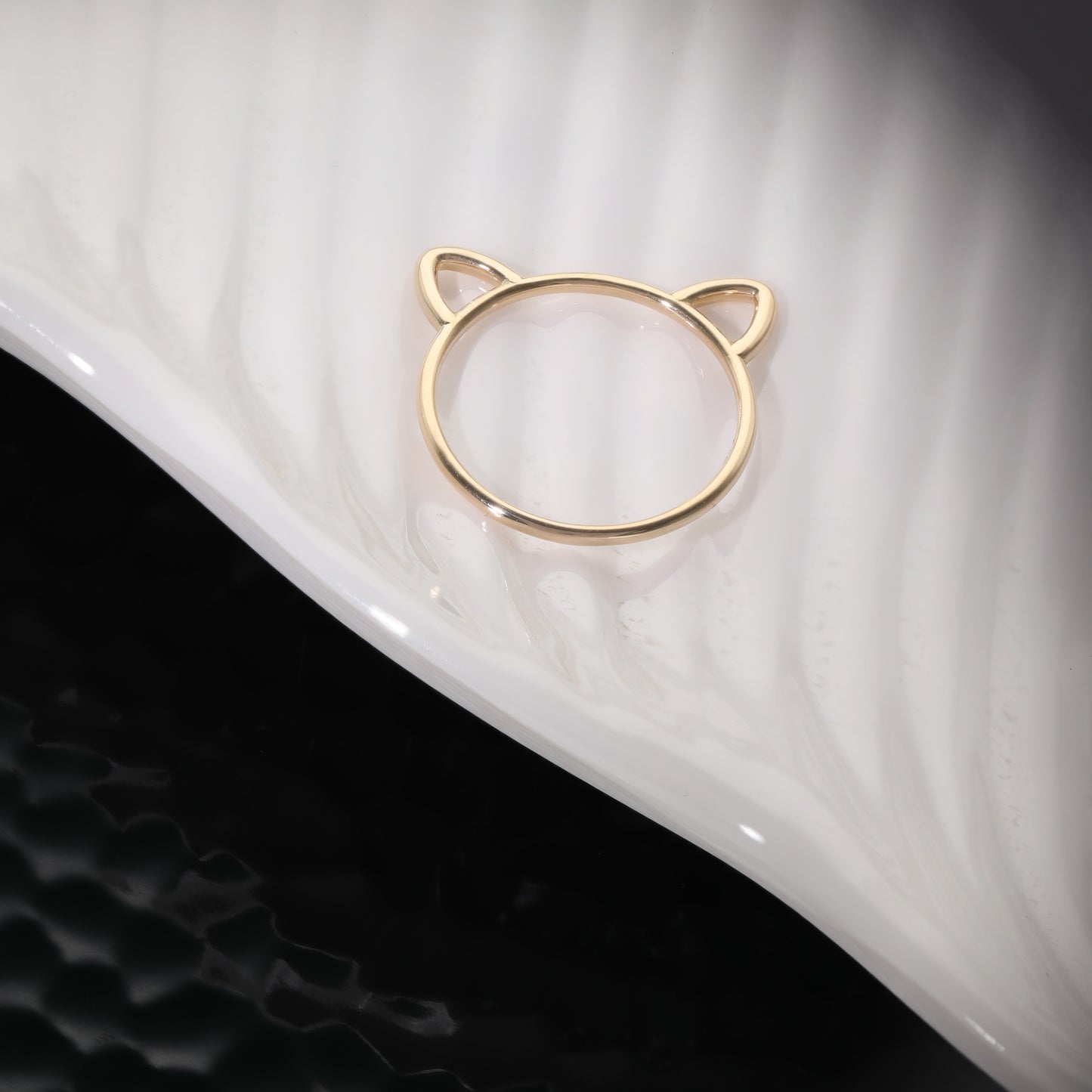 14K Solid Gold Cat (Love My Pet) Ring Fine Jewelry Size -3 to 8 US