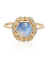 14K Gold Genuine Opal And Rainbow Moonstone Ring Birthday Gift Fine Jewelry