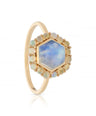 14K Gold Genuine Opal And Rainbow Moonstone Ring Birthday Gift Fine Jewelry