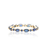 14K Gold Genuine Round-Marquise Blue Sapphire Eternity Band Ring Fine Jewelry