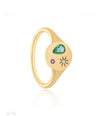 Starburst Signet Ring|Diamond, Pink Sapphire, Ruby/Emerald/Sapphire
