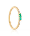 14K Gold Genuine Diamond Emerald Stackable Ring Fine Jewelry