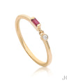 Ruby Baguette Ring|14k Gold, Diamond