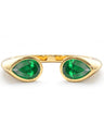 18K Gold Natural Pear-Shaped Emerald Open Cuff Ring - Statement Jewelry