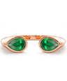 18K Gold Natural Pear-Shaped Emerald Open Cuff Ring - Statement Jewelry