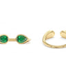 18K Gold Natural Pear-Shaped Emerald Open Cuff Ring - Statement Jewelry