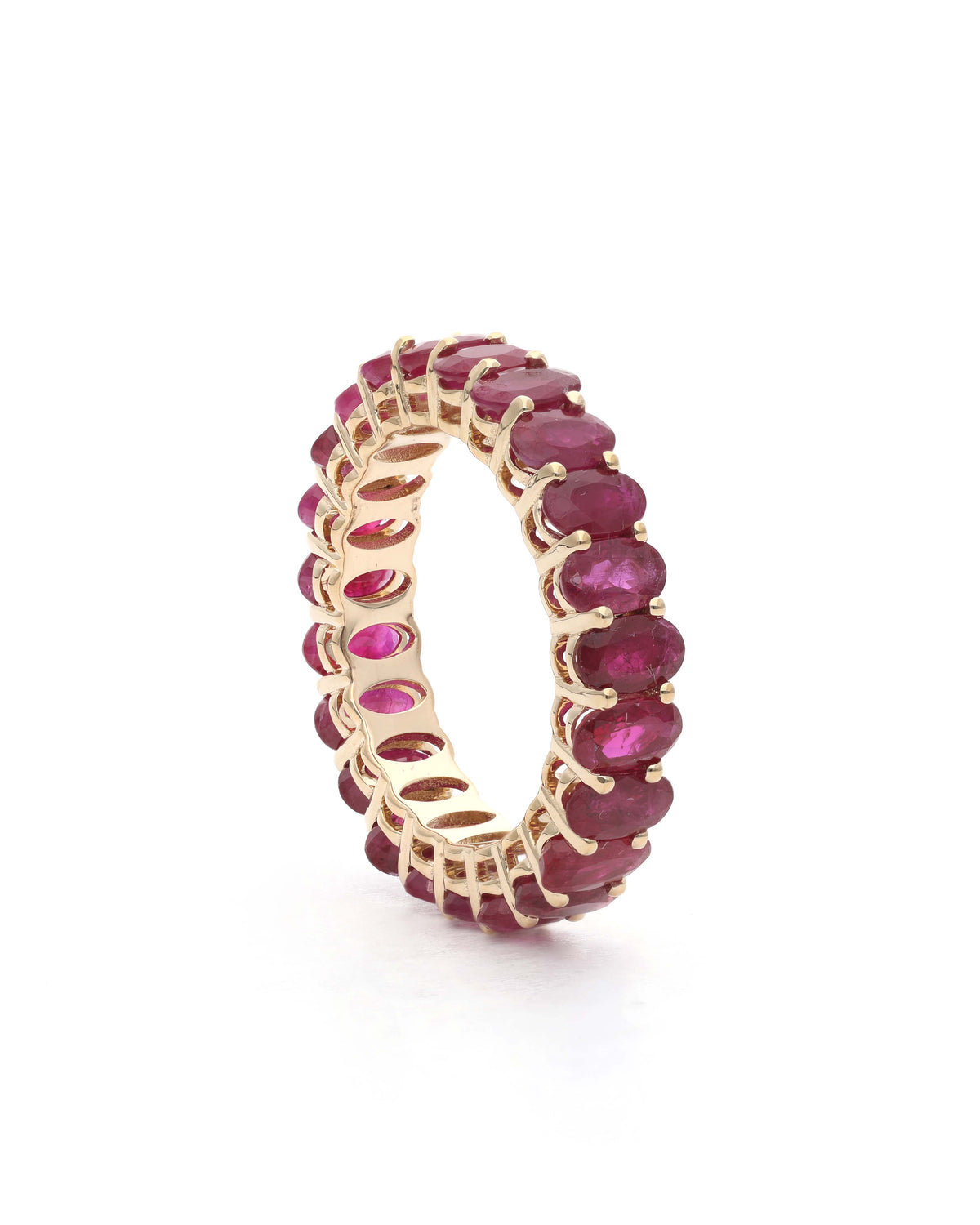 14k Gold Ruby Oval Eternity Band - Genuine Gemstone Ring, Wedding Band
