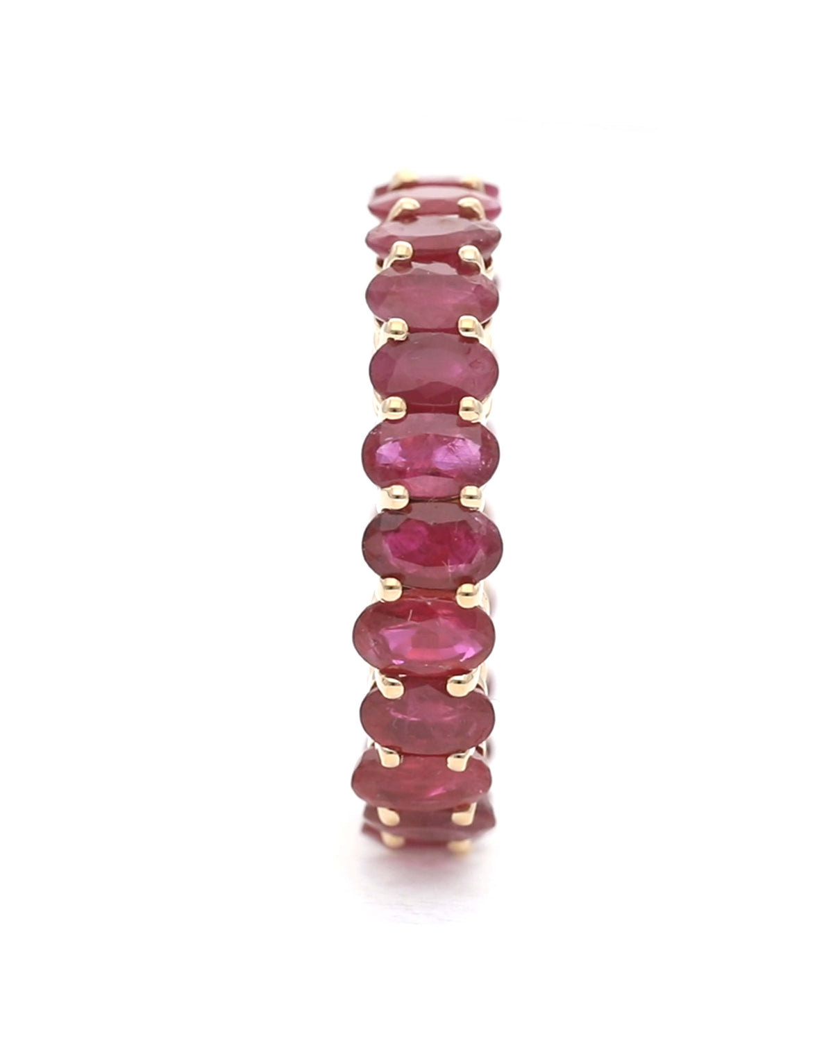 14k Gold Ruby Oval Eternity Band - Genuine Gemstone Ring, Wedding Band