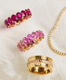 14k Gold Ruby Oval Eternity Band - Genuine Gemstone Ring, Wedding Band