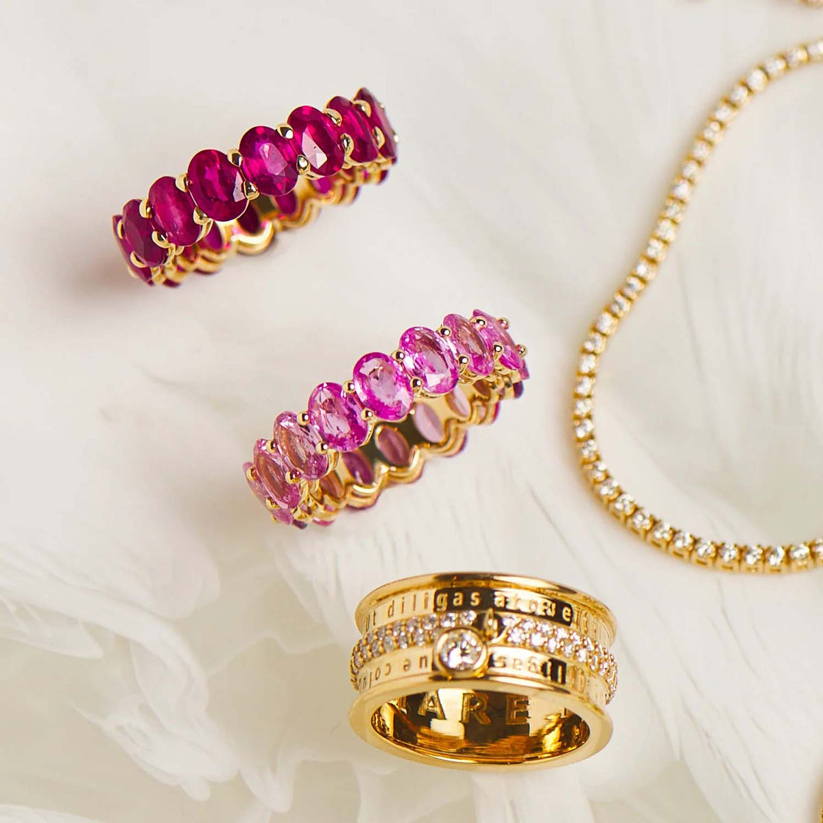 14k Gold Ruby Oval Eternity Band - Genuine Gemstone Ring, Wedding Band