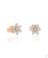 14K Gold 0.70 Ct. Genuine Diamond Floral Shape Studs Earrings Fine Jewelry