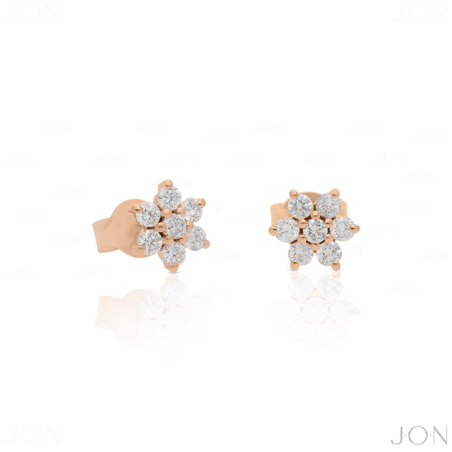 14K Gold 0.70 Ct. Genuine Diamond Floral Shape Studs Earrings Fine Jewelry